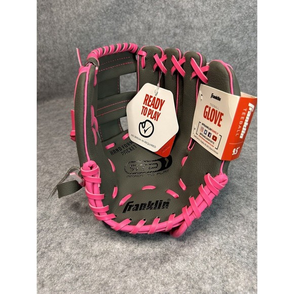 NEW Franklin Sports RTP Teeball Glove (9.5") Pink Gray Right Hand Throw Baseball - Picture 4 of 9